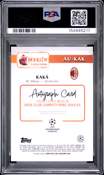 Kaka - 2024-2025 Topps Merlin UEFA UCC Soccer Auto Orange Mojo PSA 9 14/25