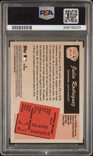 Julio Rodriguez - 2024 Bowman 1955 Bowman Anime Gold Refractor PSA 9