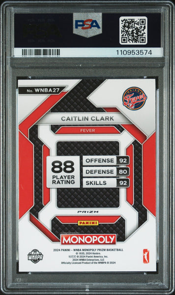 Caitlin Clark - 2024 Panini Prizm Monopoly WNBA Insert Red Classic Icon PSA 9