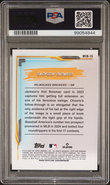 Jackson Chourio - 2024 Bowman Chrome Mega Box My 1ST Bowman Green Ref PSA 9