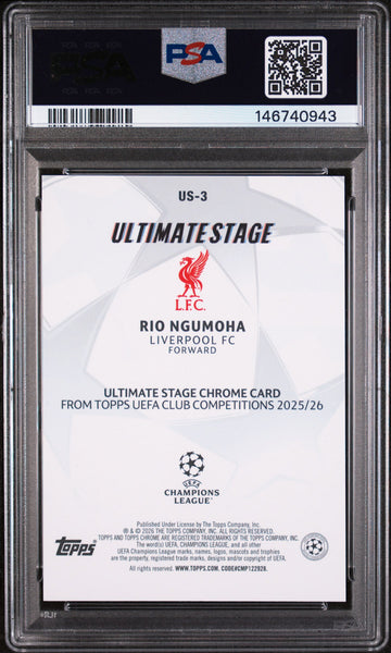 Rio Ngumoha - 2025-2026 Topps UEFA Club Competitions Ultimate Stage Chrome PSA 9