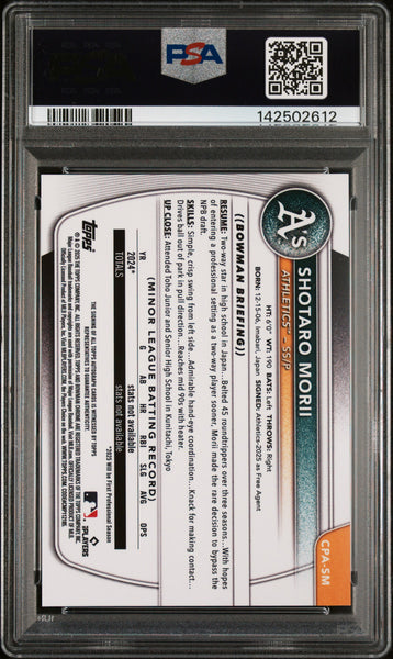 Shotaro Morii - 2025 Bowman Chrome Prospect Auto Speckle PSA 10 157/299