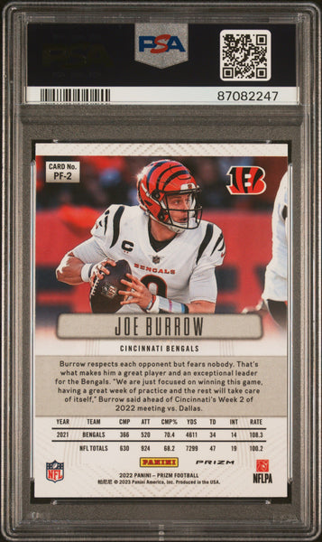Joe Burrow - 2022 Panini Prizm Prizm Flashback No Huddle PSA 10