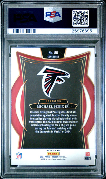 Michael Penix JR. - 2024 Panini Select Black & Orange Shock PSA 9