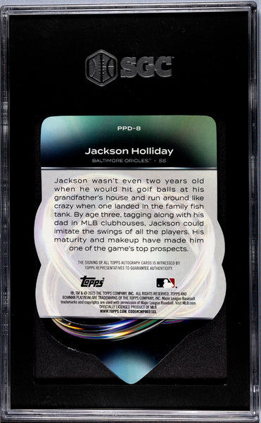 Jackson Holliday 2023 Bowman Platinum Die-cut Autograph SGC 9.5 /99