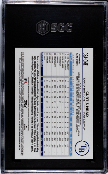 Curtis Mead - 2024 Topps Chrome Sapphire Autograph 199 SGC 9.5 Rookie