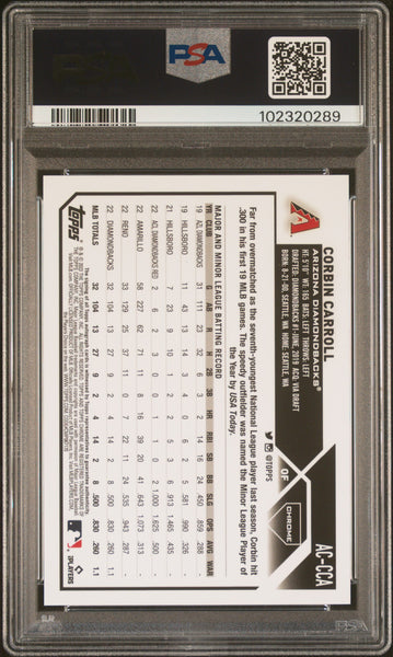 Corbin Carroll - 2023 Topps Chrome Update Autograph PSA 9 Rookie