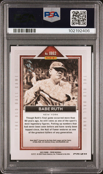 Babe Ruth - 2023 Panini Prizm The Old Ball Game BLK Finite 1 1 PSA 9