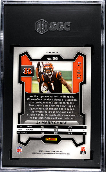 Ja'marr Chase - 2023 Panini Prizm Red Wave SGC 10
