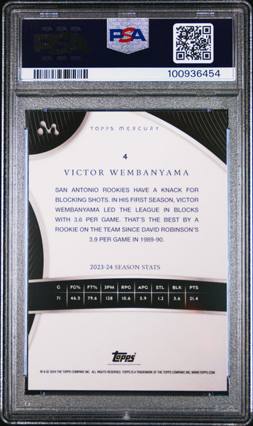 Victor Wembanyama - 2023 Topps Mercury: Victor Wembanyama Blue Refractor PSA 10