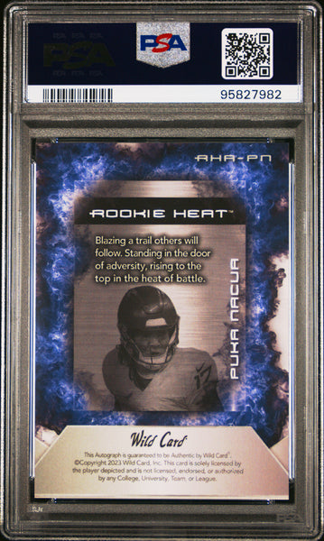Puka Nacua - 2023 Wild Card Matte Rookie Heat Auto Blue PSA 10 5/5 RHAPN