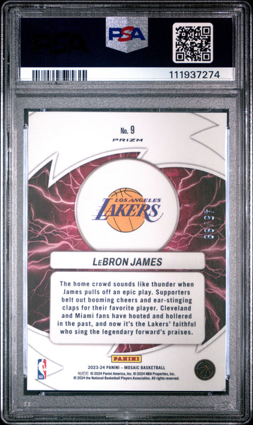 LeBron James - 2023 Panini Mosaic Thunder Road Reactive Blue PSA 10