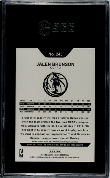 Jalen Brunson - 2018 Panini Hoops SGC 10