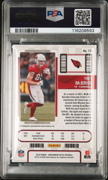 Trey Mcbride - 2022 Panini Contenders Optic Autograph PSA 9