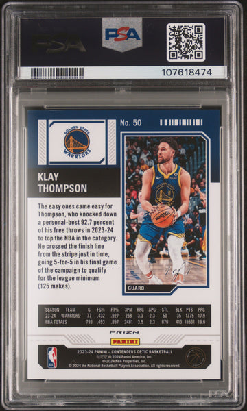 Klay Thompson - 2023 Panini Contenders Optic Gold Vinyl PSA 8 1/1