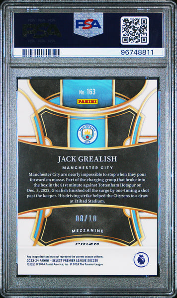Jack Grealish - 2023-24 Panini Select Premier League Gold PSA 10 8/10
