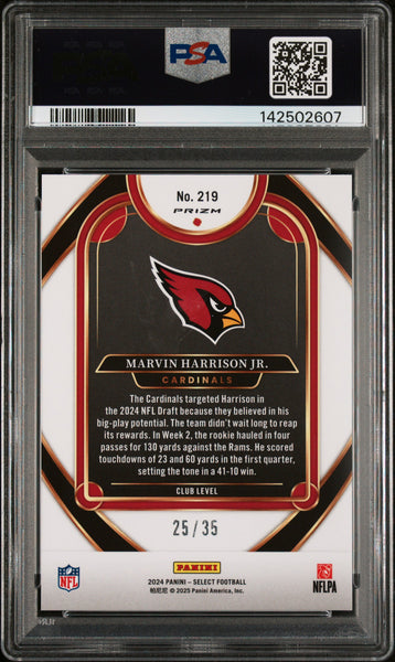 Marvin Harrison JR. - 2024 Panini Select Blue & Orange Shock Rookie 25/35 PSA 10