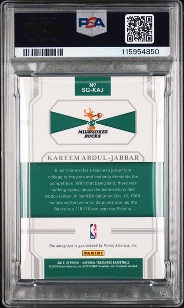 Kareem Abdul-Jabbar - 2018 National Treasures Signatures Emerald PSA 8 1/5