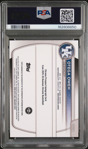 Otega Oweh - 2025 Bowman Chrome Prospect Autographs Purple Ref PSA 9 096/250