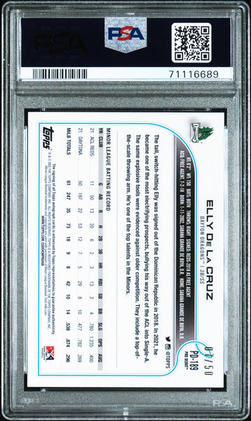 Elly De La Cruz - 2022 Topps Pro Debut Autograph Gold PSA 10 38/38