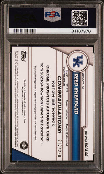 Reed Sheppard - 2023 Bowman University Chrome Bowman  Autographs Refractor PSA 9