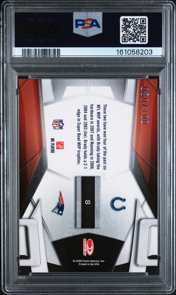 Tom Brady Peyton Manning - 2009 Donruss Gridiron Gear Rivals 80/100 Gold PSA 7