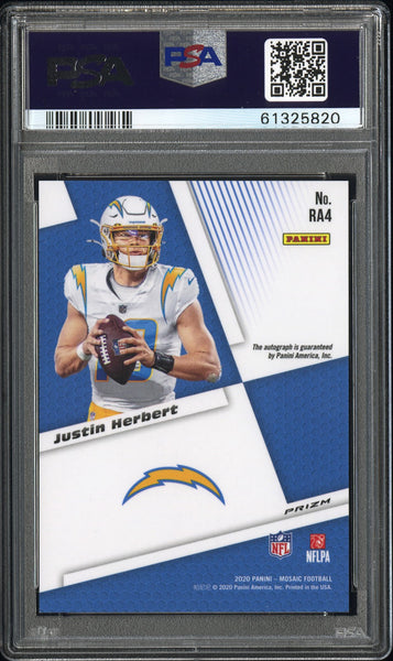 Justin Herbert - 2020 Panini Mosaic Rookie Red Fusion Auto PSA 10
