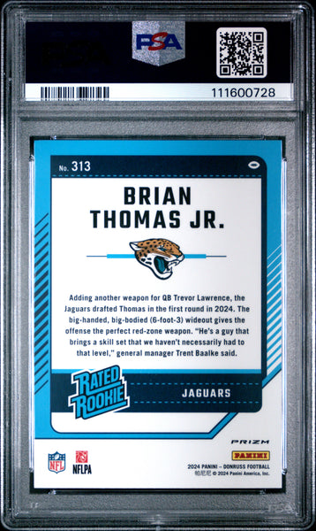 Brian Thomas JR. - 2024 Panini Donruss Optic Preview Blue Scope Rookie PSA 10