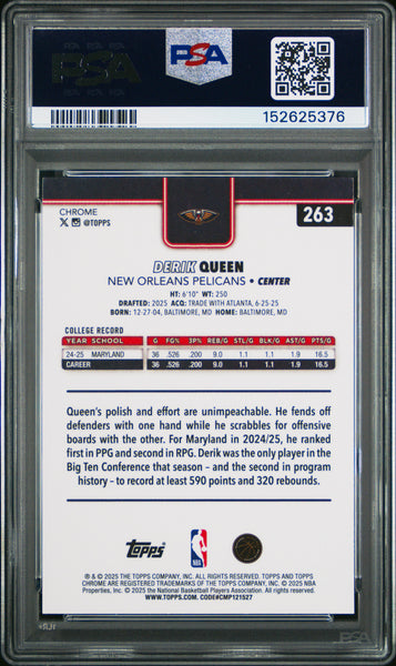 Derik Queen - 2025 Topps Chrome PSA 9