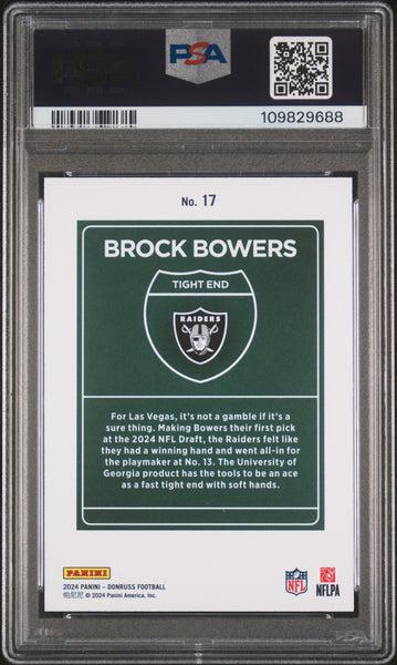 Brock Bowers - 2024 Panini Donruss Downtown! Rookie #17 PSA 9