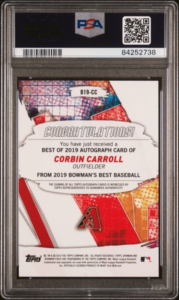 Corbin Carroll - 2019 Bowman's Best Best Of 2019 Autographs PSA 10 GEM MINT
