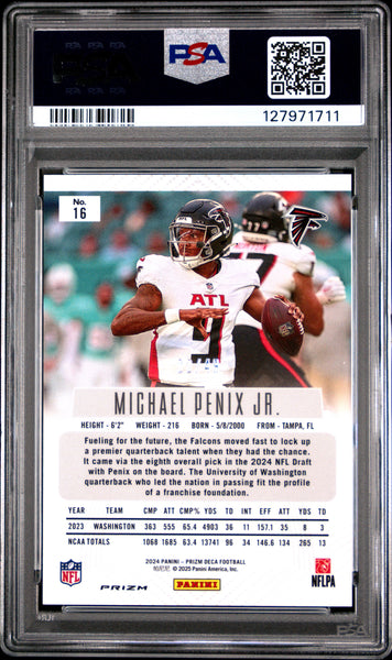 Michael Penix JR. - 2024 Panini Prizm Deca Orange PSA 9 22/49