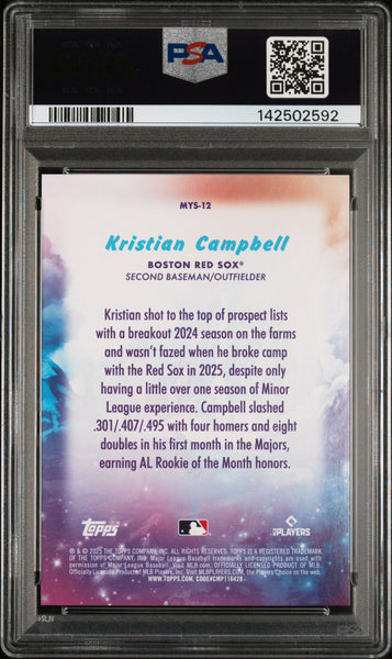 Kristian Campbell - 2025 Topps Update Mystical Orange Foil Rookie PSA 10 14/25