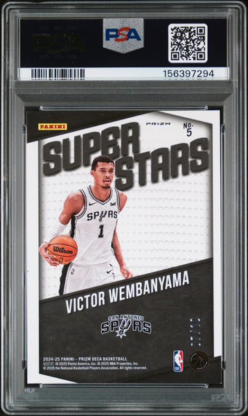 Victor Wembanyama - 2024 Panini Prizm Deca Superstars Gold PSA 9 7/10