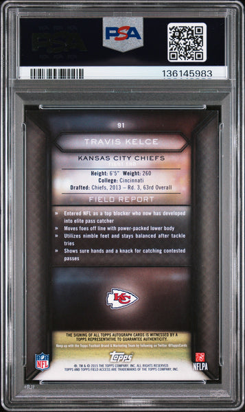 Travis Kelce - 2015 Topps Field Access Autograph PSA 8