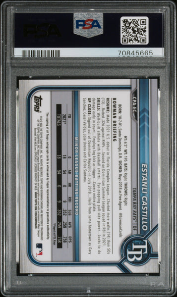Estanli Castillo 2022 Bowman Chrome Prospect Auto Choice Refractor PSA 10 /150
