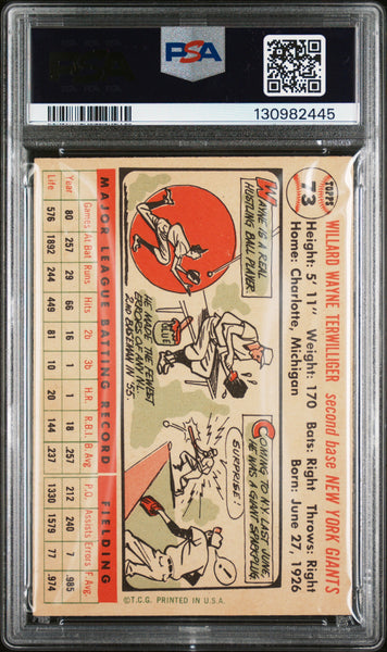Wayne Terwilliger - 1956 Topps White Back PSA 4