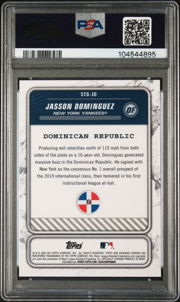 Jasson Dominguez - 2020 Bowman Chrome Mega Box STGJD Blue Refractor PSA 8 67/150