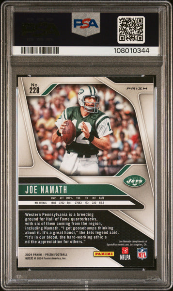Joe Namath - 2024 Panini Prizm Black & White Checker PSA 10