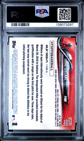 Shohei Ohtani - 2018 Topps Update PSA 10