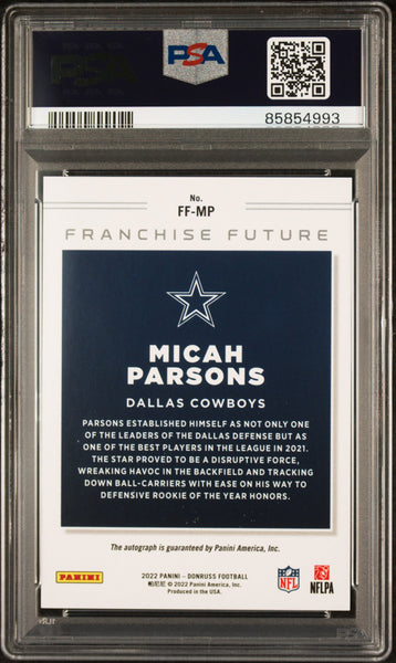 Micah Parsons - 2022 Panini Donruss Franchise Future Au PSA 8 /75 32/76