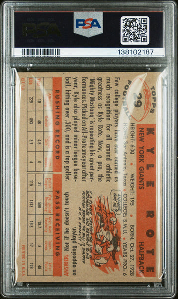Kyle Rote - 1956 Topps PSA 4