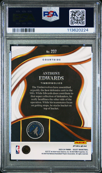 Anthony Edwards - 2023 Panini Select Zebra Prizm PSA 8
