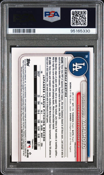 Yoshinobu Yamamoto - 2024 Bowman Mega Box Chrome Navy Refractor PSA 9 155/175