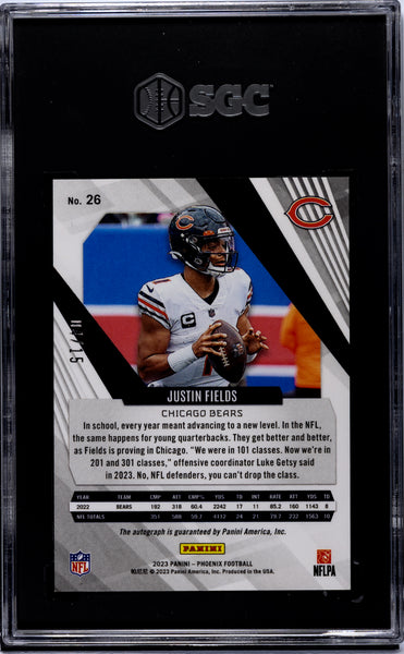 Justin Fields - 2023 Panini Phoenix Autograph Blue Ice SGC 10 /15
