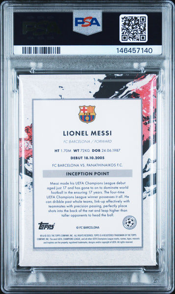 Lionel Messi - 2020 Topps Inception UEFA Champions League The Perfect 10 PSA 9