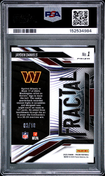 Jayden Daniels - 2025 Panini Prizm Fractal Gold PSA 9