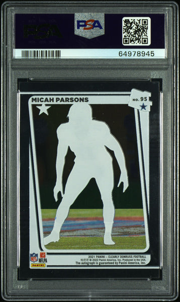 Micah Parsons - 2021 Panini Clearly Donruss Rated Rookie Autograph PSA 9