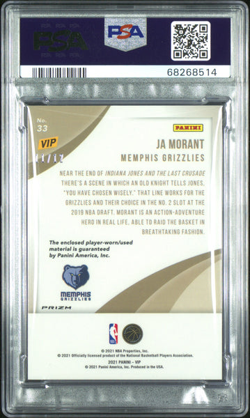 Ja Morant - 2022 Panini National Vip Memorabilia PSA 9 /12