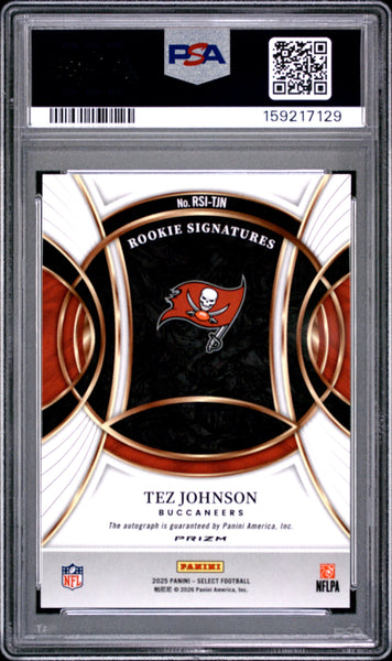 Tez Johnson - 2025 Panini Select Rookie Signatures Prizm PSA 10